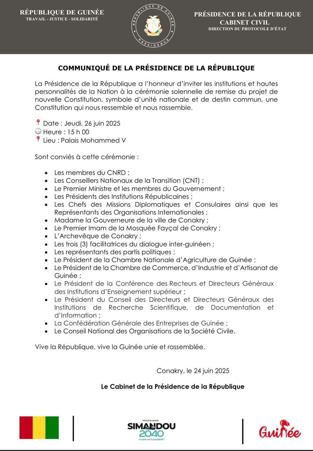 Projet de nouvelle Constitution : La cérémonie officielle annoncée pour le 26 juin au Palais Mohamed V 